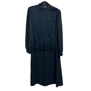 Helena Int Women Dress Semi Sheer Ruffled Whimsigoth Lined Skirt Black Sz 13/14*